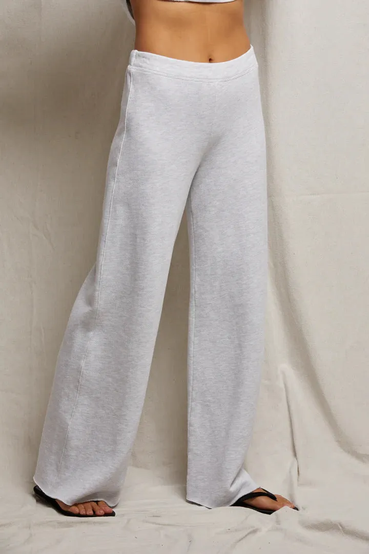 French Terry Wide Leg Trouser-Ash