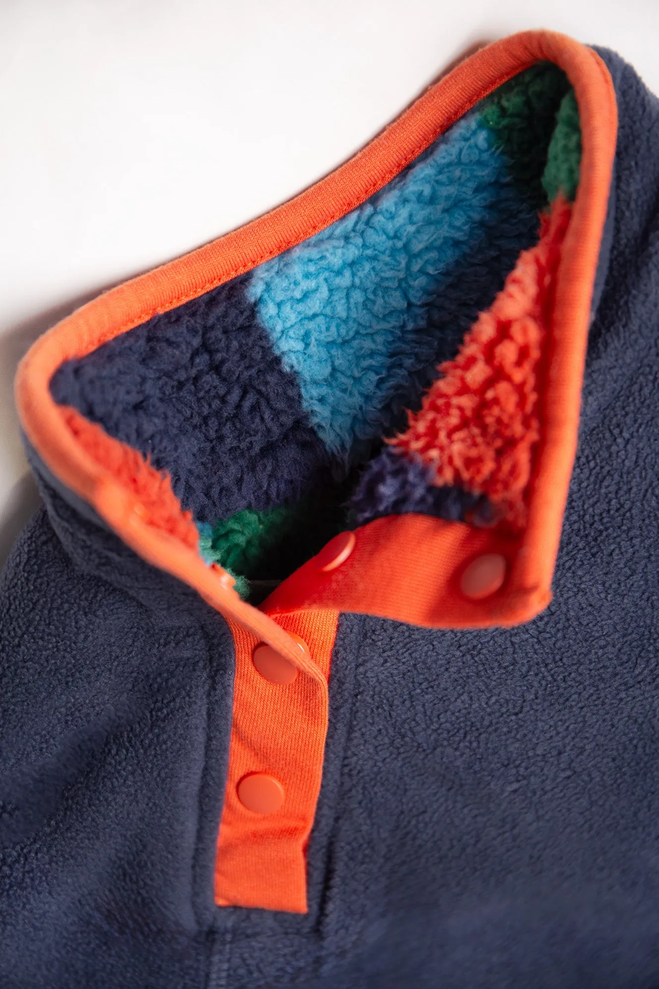 Frugi reversible Fleece Paprika orange and Navy Indigo- Organic Cotton-Children's Clothing0