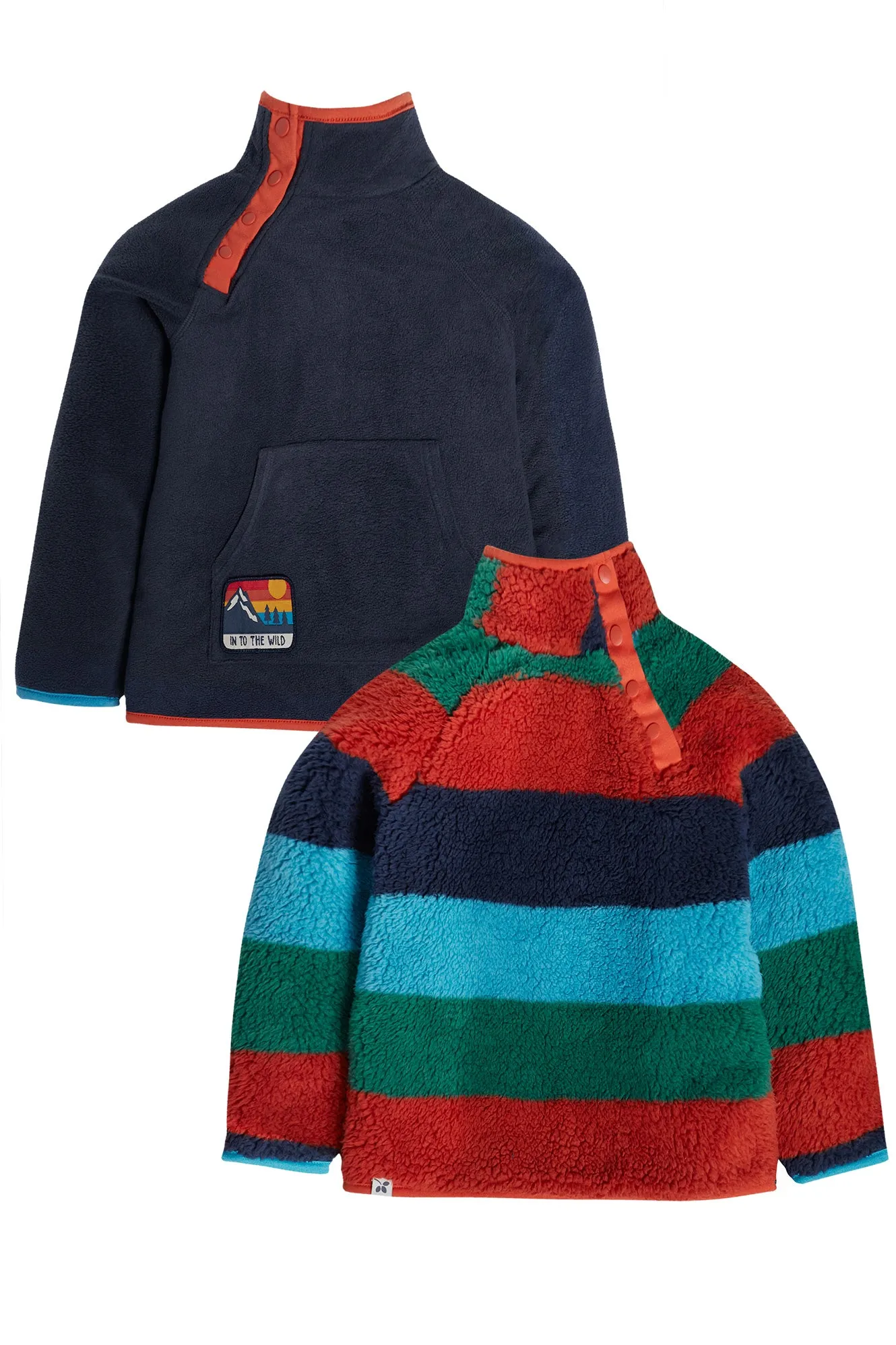 Frugi reversible Fleece Paprika orange and Navy Indigo- Organic Cotton-Children's Clothing0