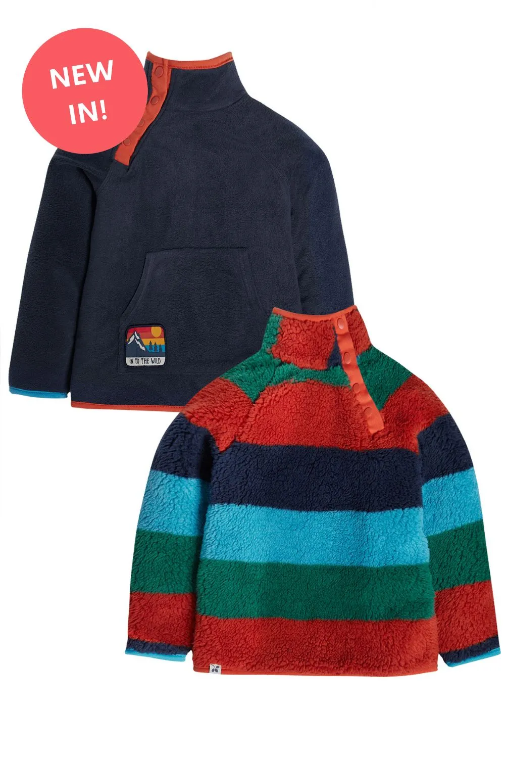 Frugi reversible Fleece Paprika orange and Navy Indigo- Organic Cotton-Children's Clothing0