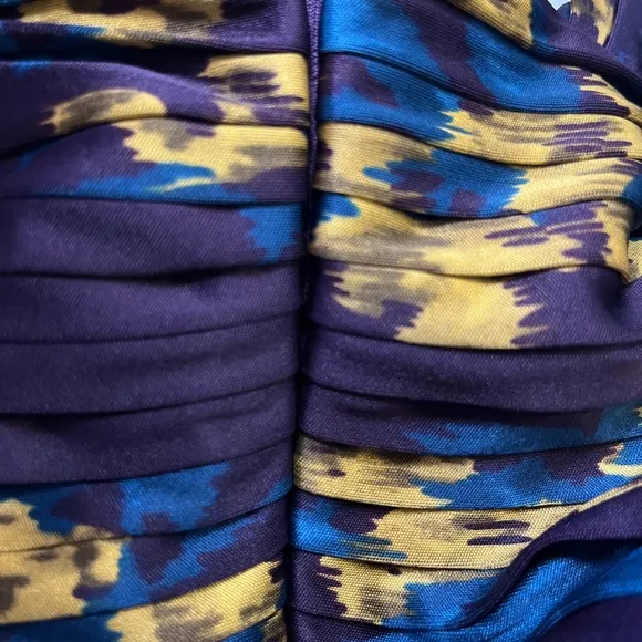 Gianni Bini Boho Elegant Floral Maxi Gown Dress Purple Yellow Medium