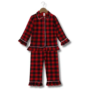 Girl's Christmas Red Check Pyjamas
