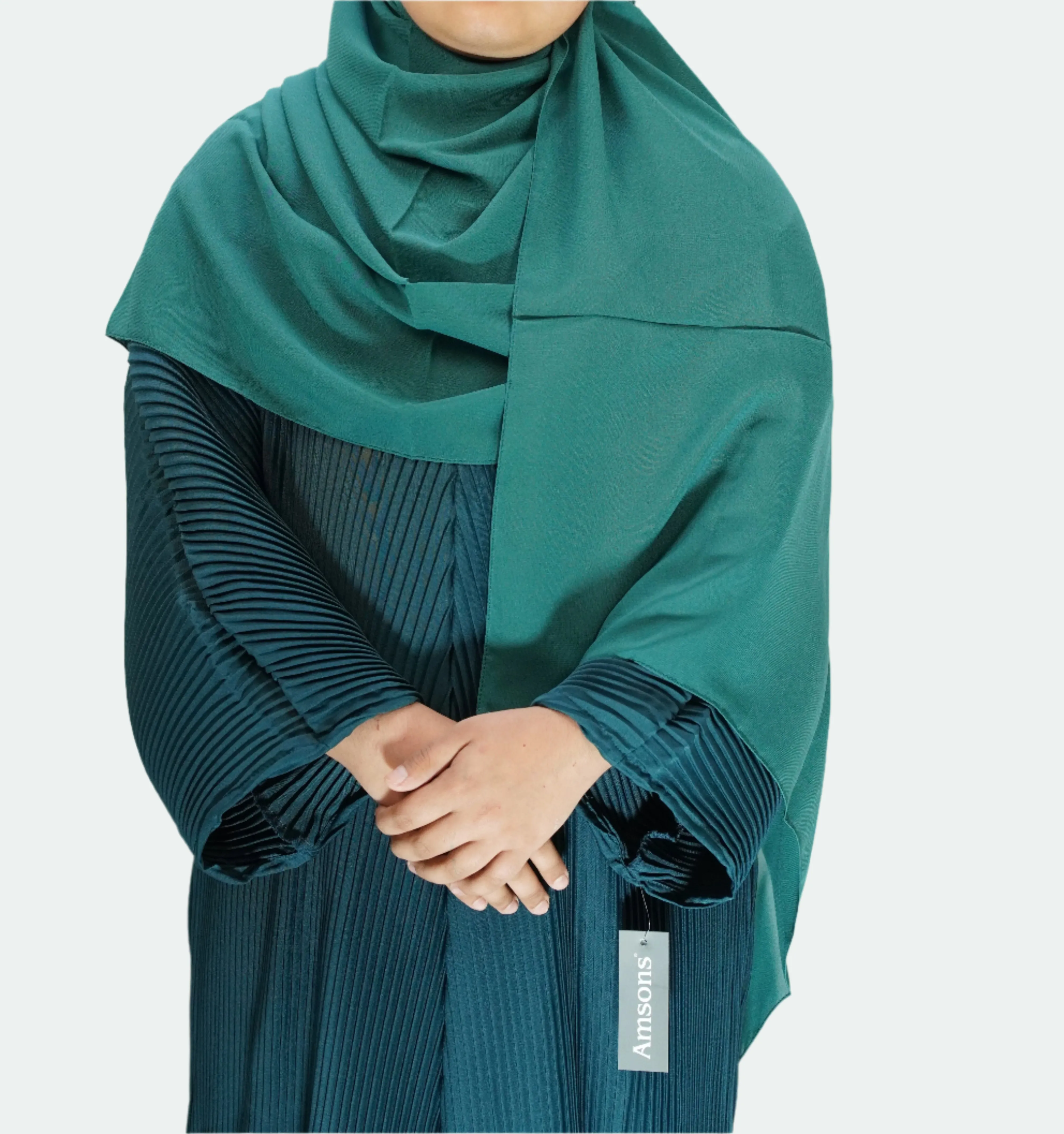 Girls Pleated Batwing Abaya - Teal
