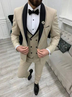 Glendale Beige Slim Fit Shawl Lapel Tuxedo – Elegant Formalwear for Men