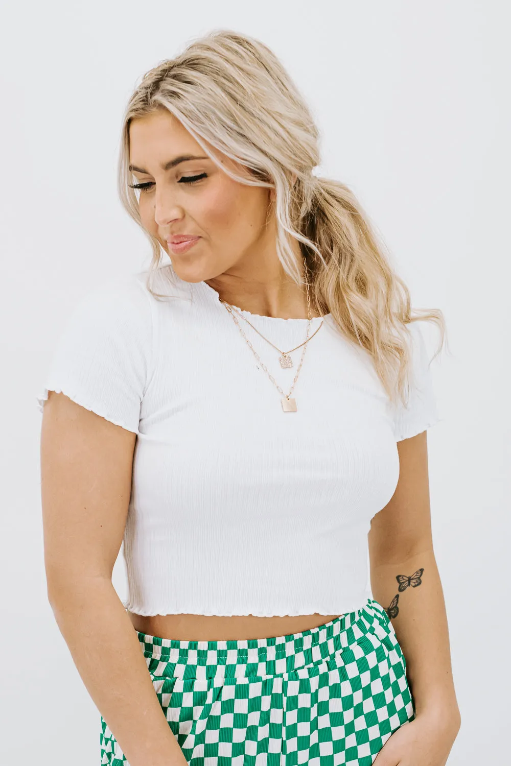 Going Places Ribbed Crop Top, White