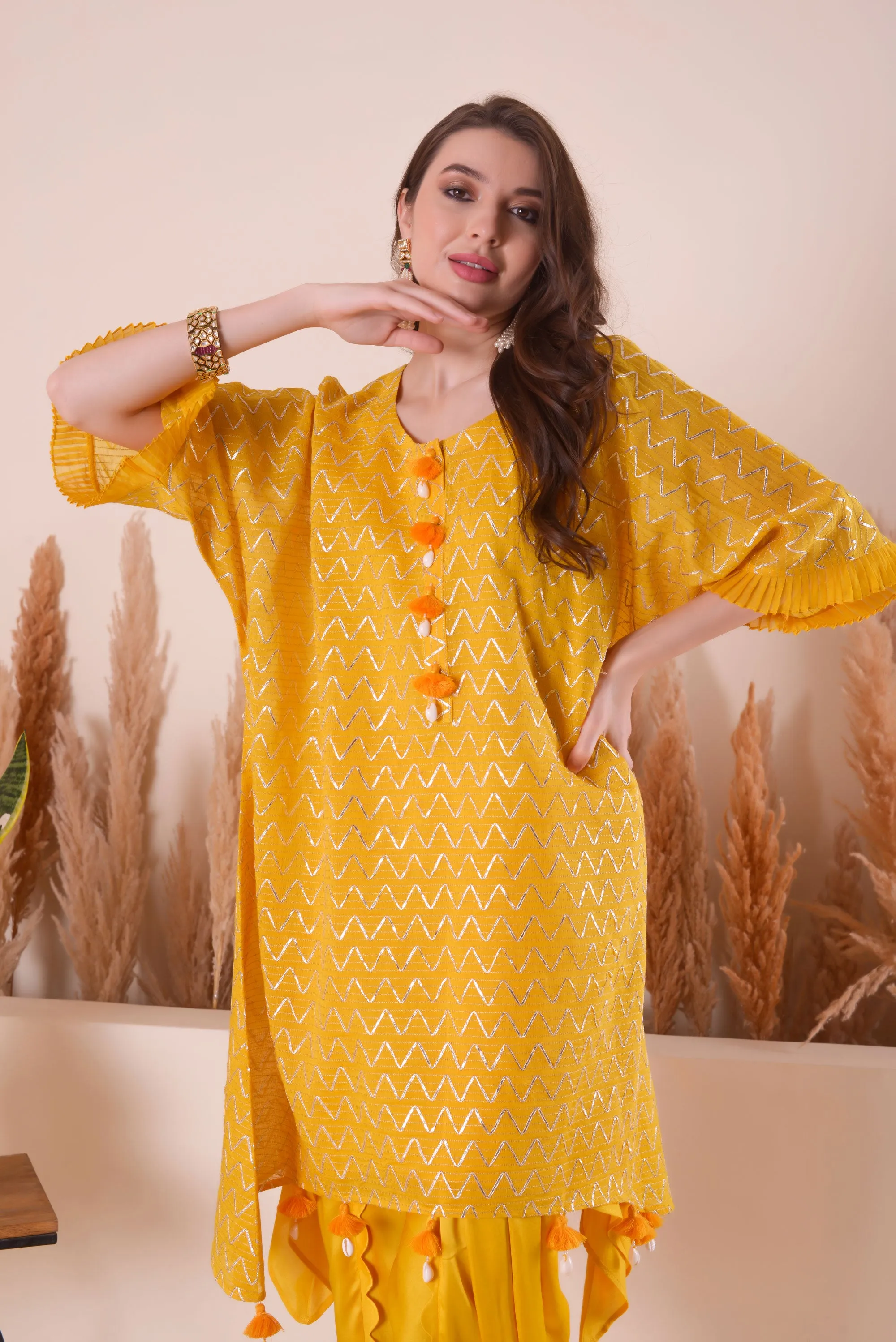 GOLDEN AURA KIMONO KURTA SET