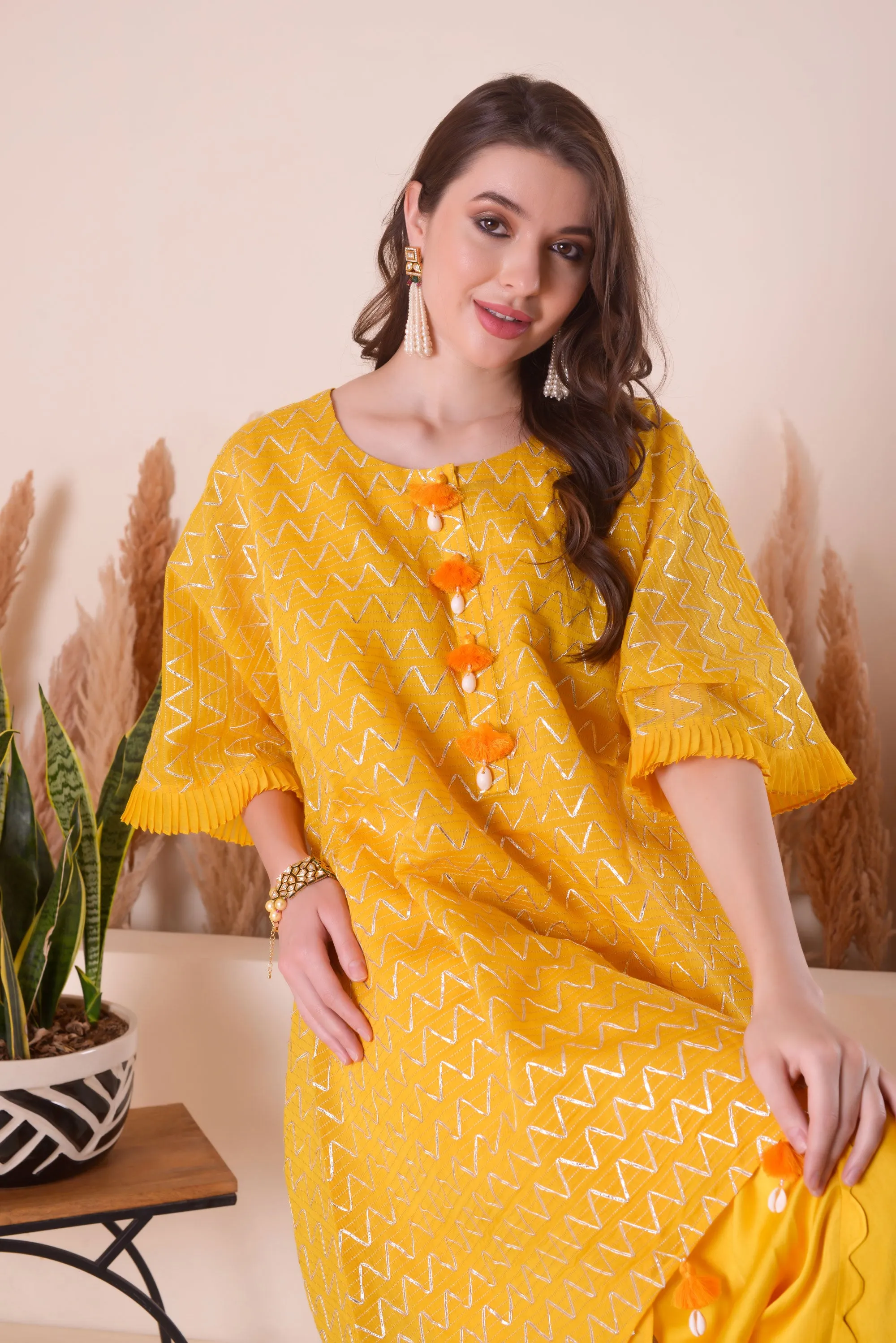 GOLDEN AURA KIMONO KURTA SET