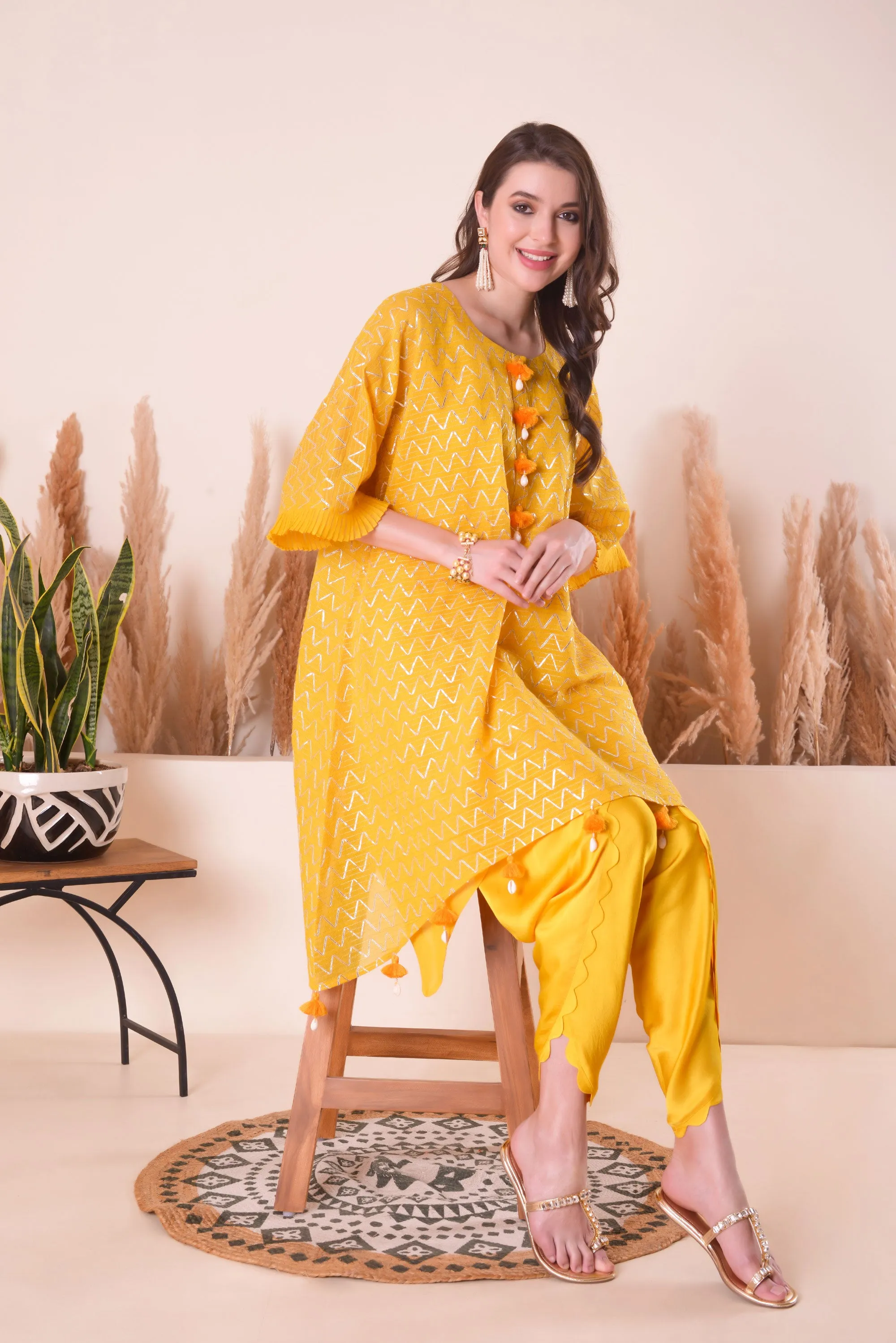 GOLDEN AURA KIMONO KURTA SET