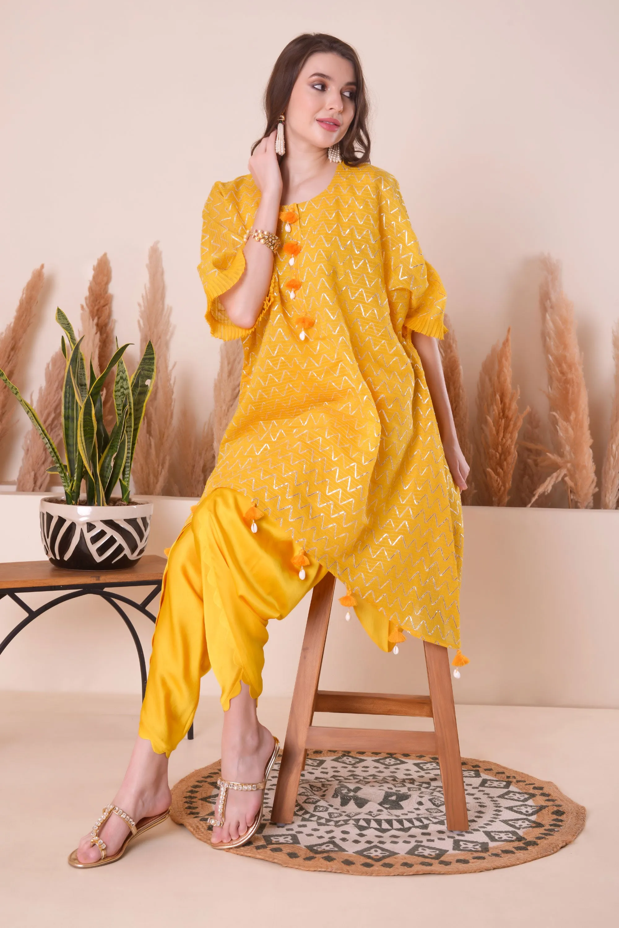 GOLDEN AURA KIMONO KURTA SET