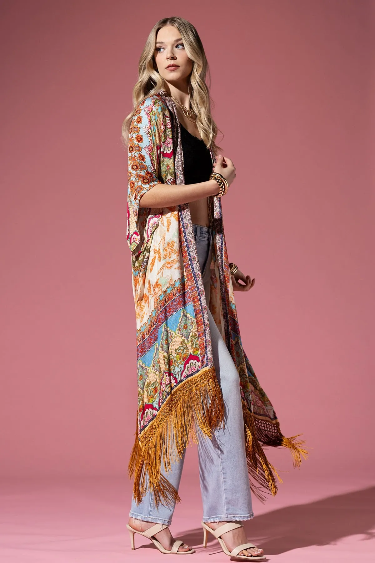 Golden Tassel Kimono Cardigan