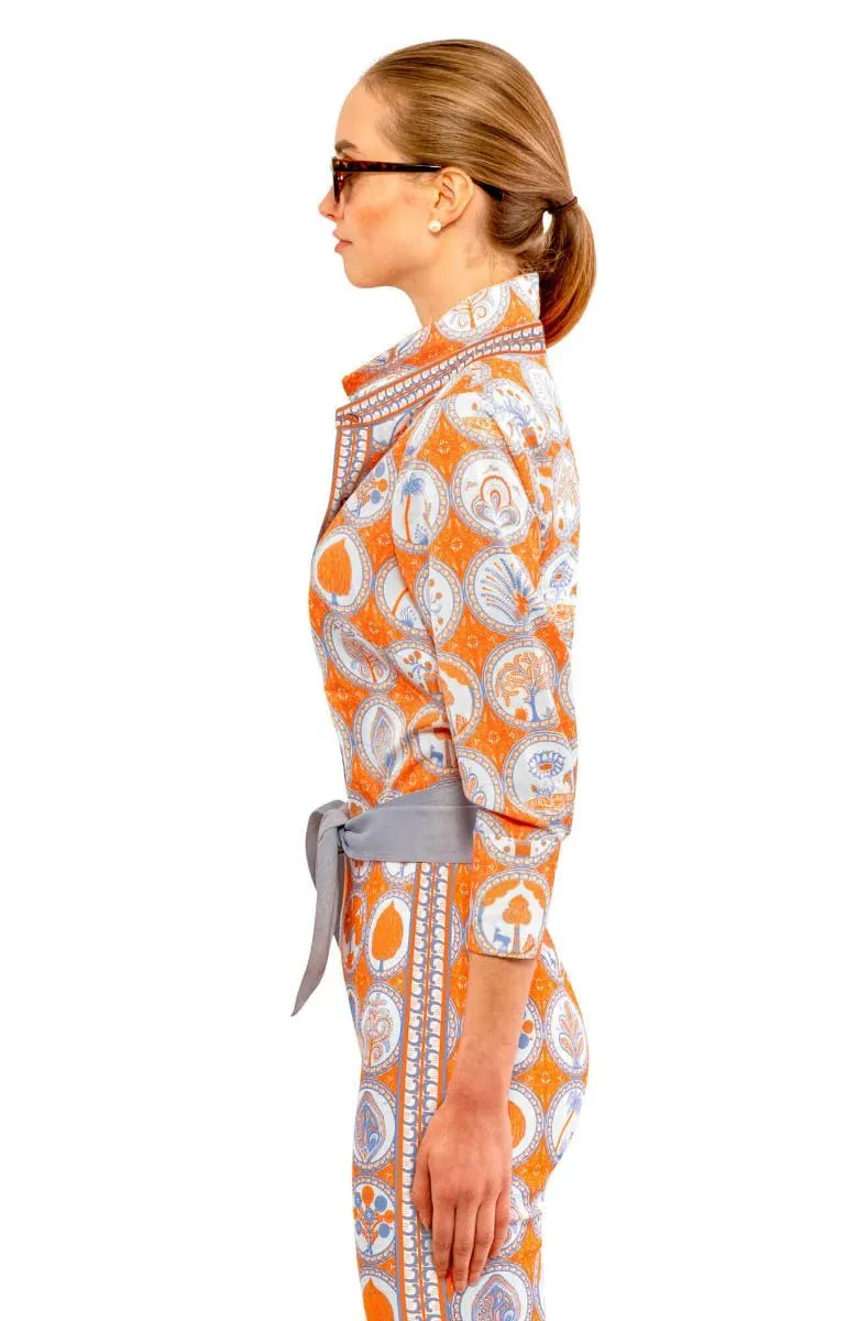 Gretchen Scott Designs Boyfriend Shirt - Circle of Love - Orange & Periwinkle