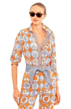 Gretchen Scott Designs Boyfriend Shirt - Circle of Love - Orange & Periwinkle