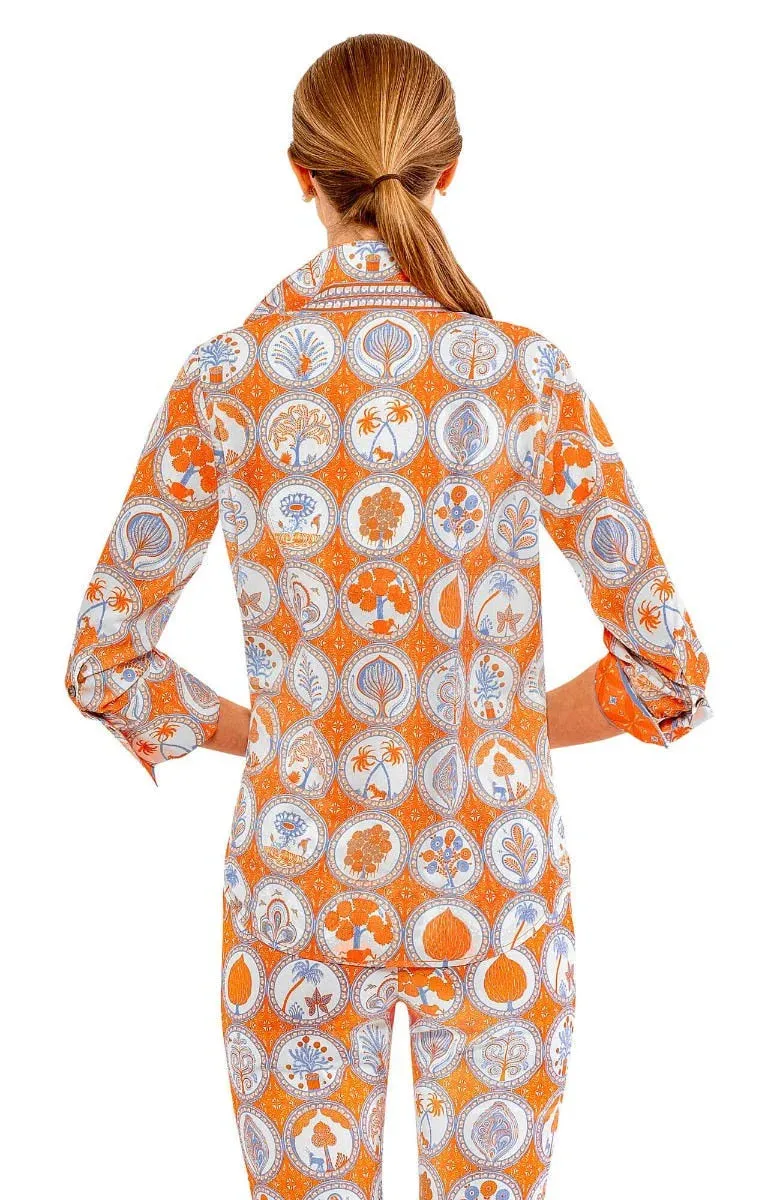 Gretchen Scott Designs Boyfriend Shirt - Circle of Love - Orange & Periwinkle