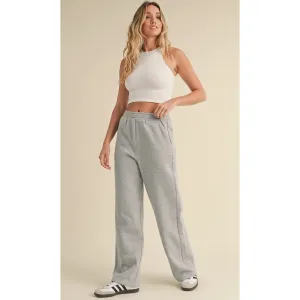 Heather Grey Cozy Wide-Leg Sweatpants