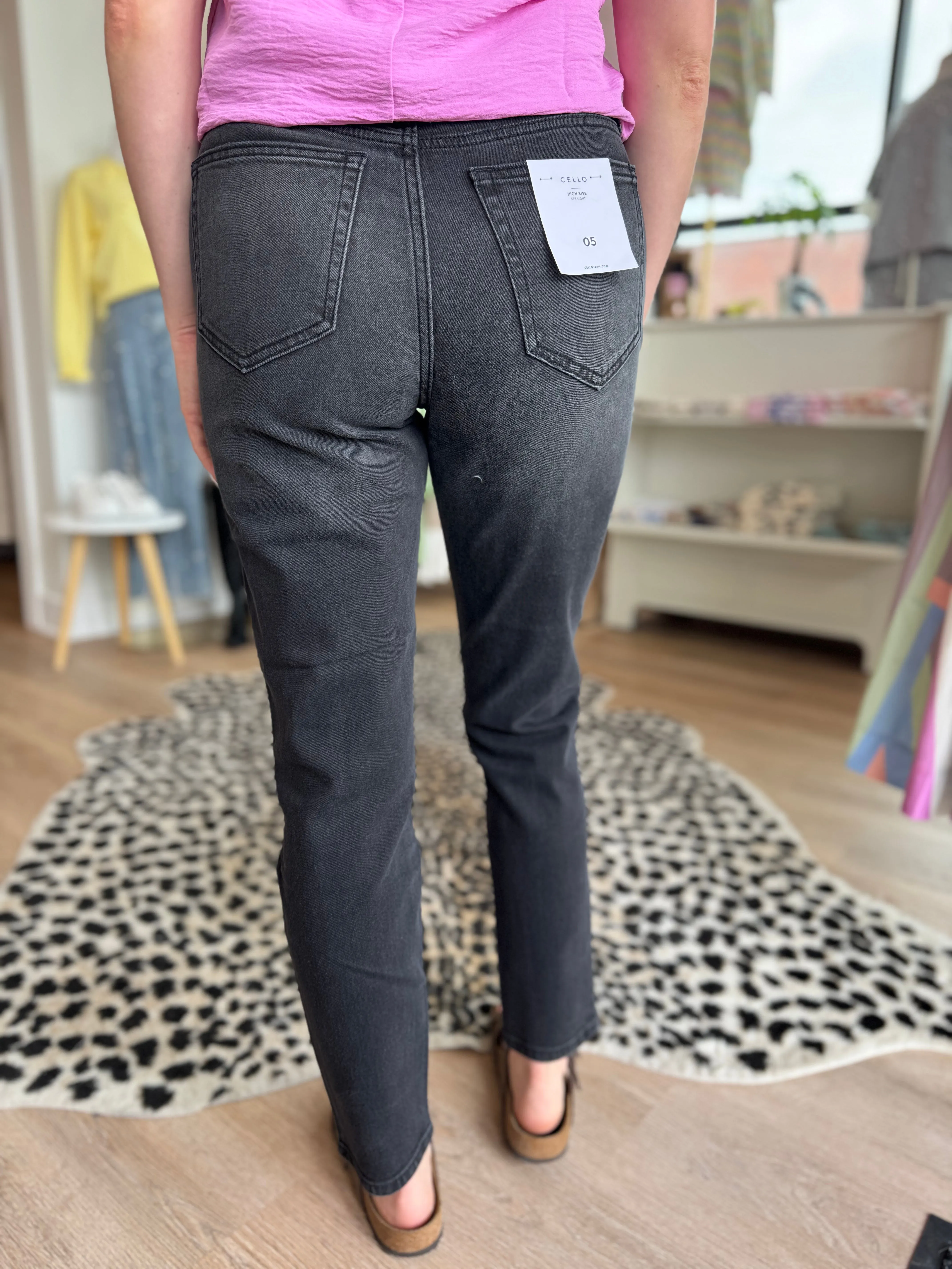 High Rise Charcoal Black Jeans