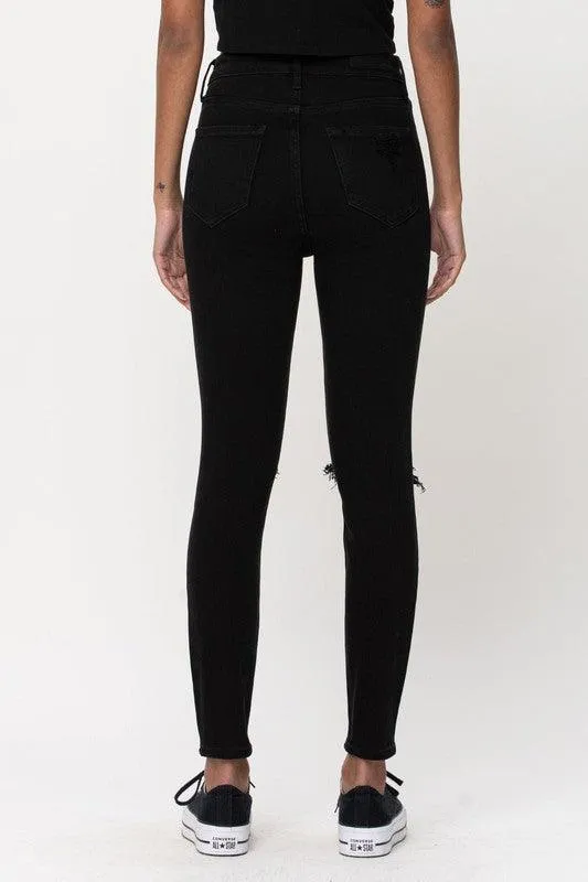 High Rise Distress Ankle Skinny