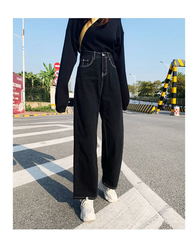 High Waist Vintage Black Jeans Pants