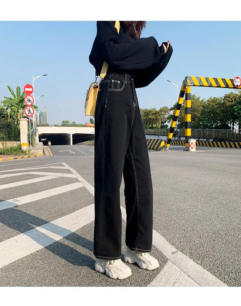 High Waist Vintage Black Jeans Pants