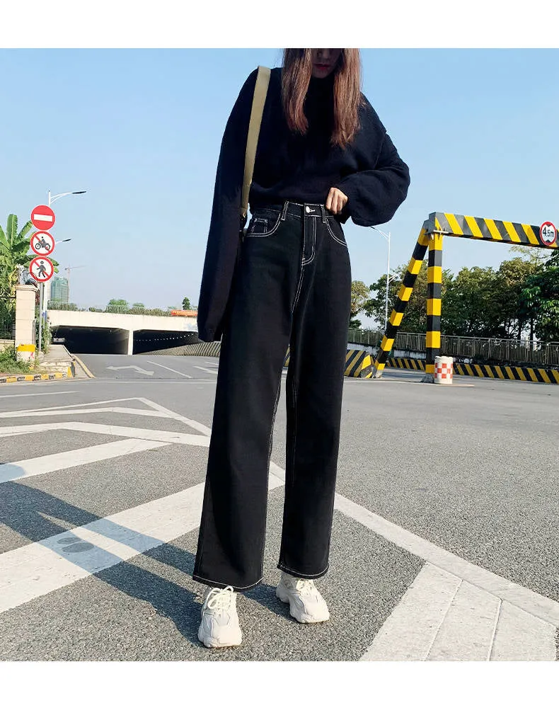 High Waist Vintage Black Jeans Pants