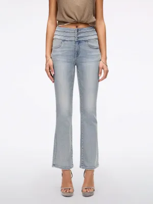 High Waisted Flare Jeans-BLUE ATTACK