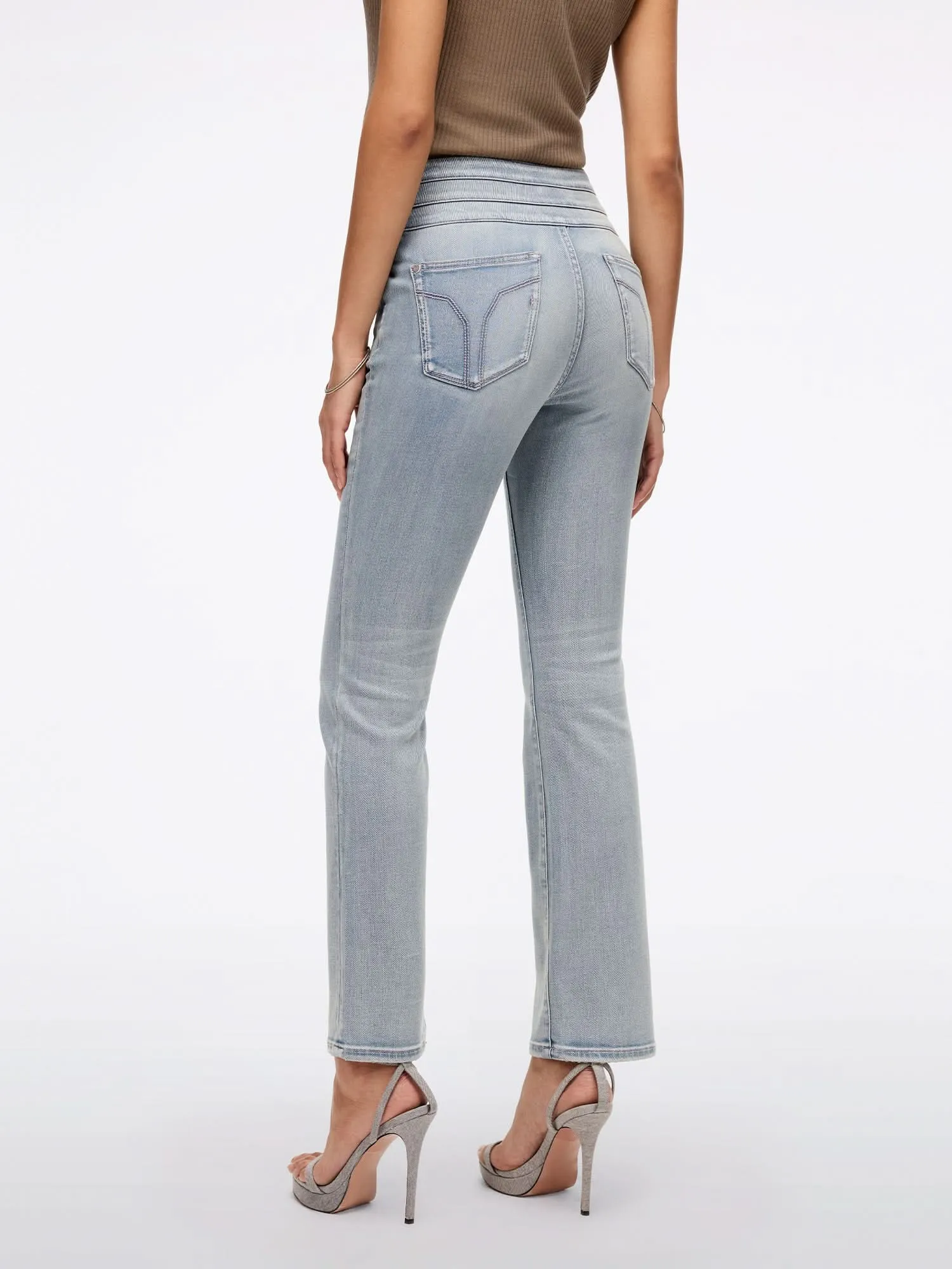 High Waisted Flare Jeans-BLUE ATTACK