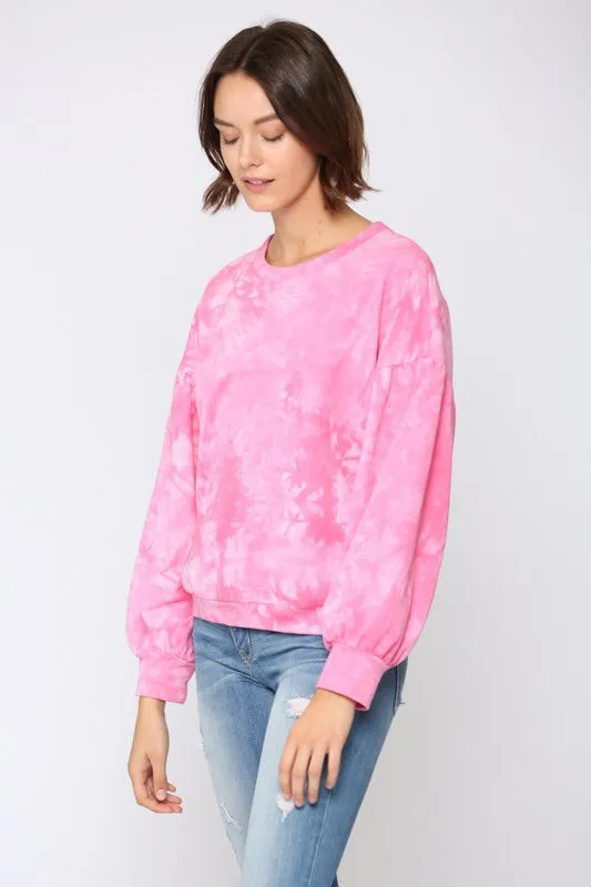 Hot Pink Tie Dye Sweatshirt