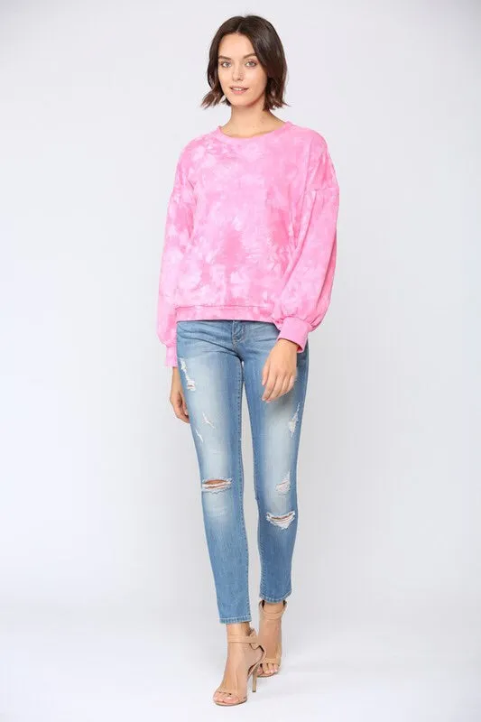 Hot Pink Tie Dye Sweatshirt