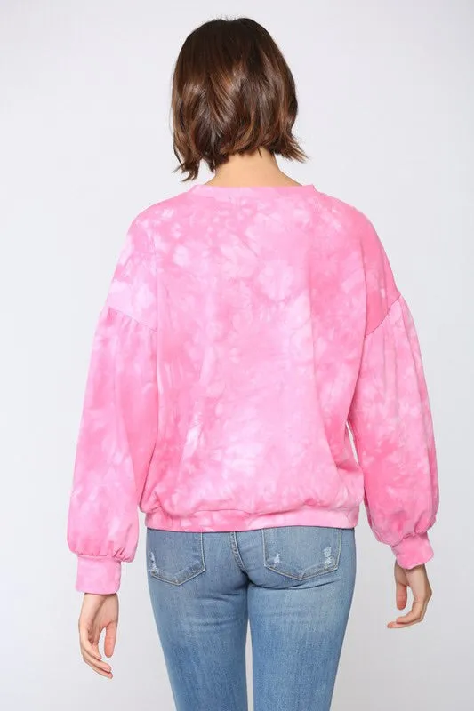 Hot Pink Tie Dye Sweatshirt