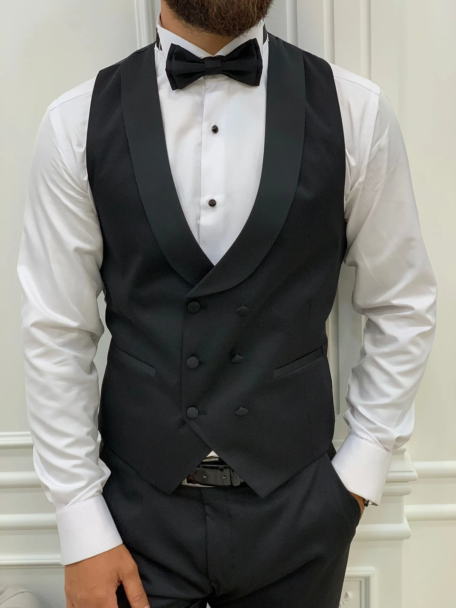 Infinite Beige Slim Fit Shawl Lapel Tuxedo