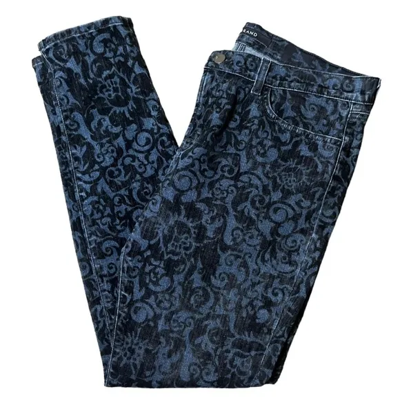 J Brand Skinny Jeans with Black velvet brocade pattern size 32