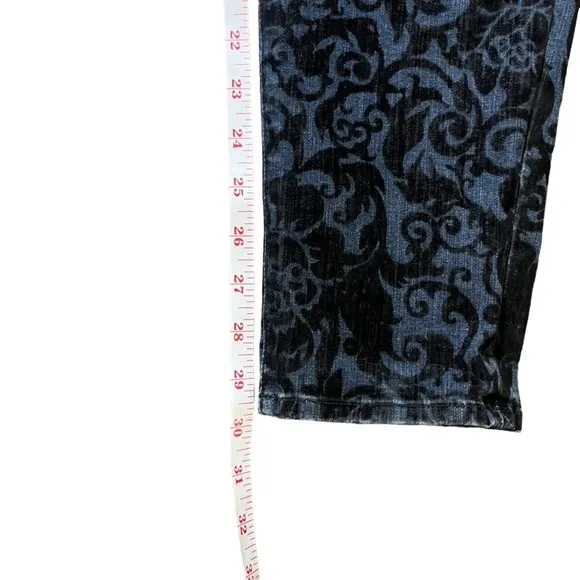 J Brand Skinny Jeans with Black velvet brocade pattern size 32