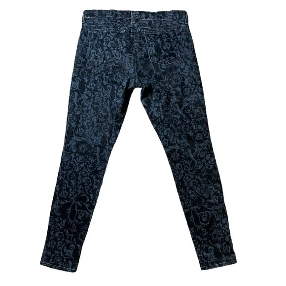 J Brand Skinny Jeans with Black velvet brocade pattern size 32