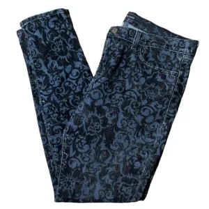 J Brand Skinny Jeans with Black velvet brocade pattern size 32