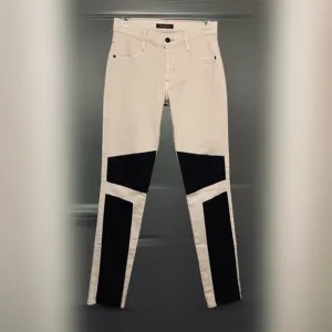 James Jeans Rare Colorblock Emilia Biker Jeans Cream &amp; Black Size 27