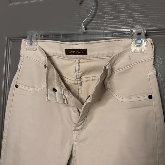 James Jeans Rare Colorblock Emilia Biker Jeans Cream &amp; Black Size 27