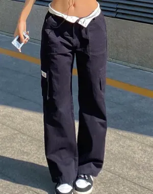 JazzHer Folded Waist Pocket Cargo Pants