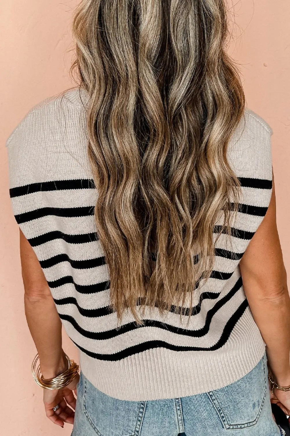 Jonah Striped Round Neck Knit Vest