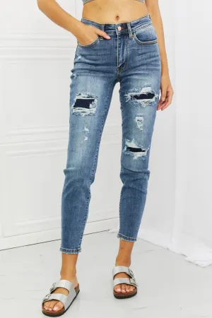Judy Blue Dahlia Distressed Patch Jeans