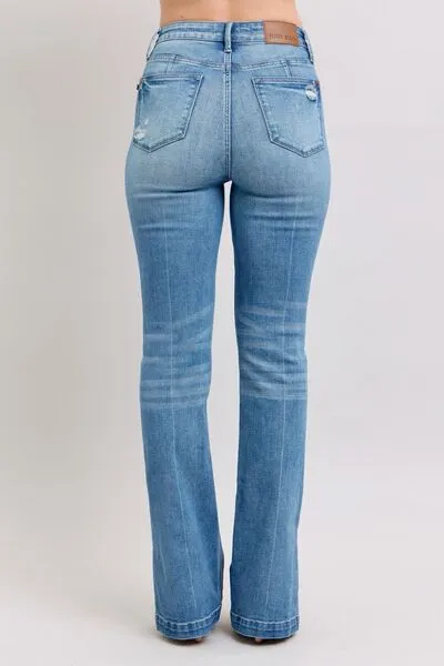 Judy Blue HW Tummy Control Vintage Wash Side Slit Slim Boot Jeans 0-24