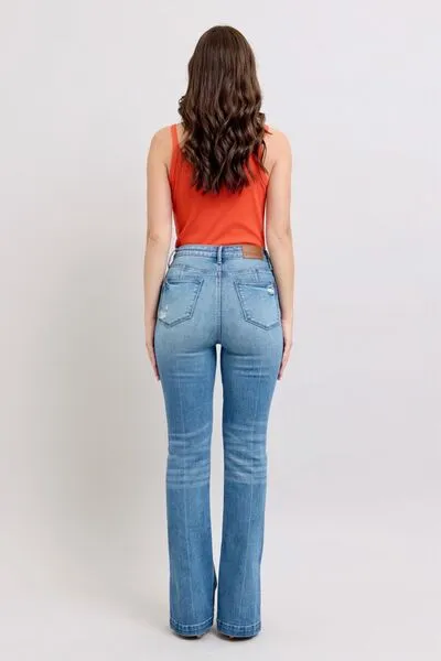 Judy Blue HW Tummy Control Vintage Wash Side Slit Slim Boot Jeans 0-24