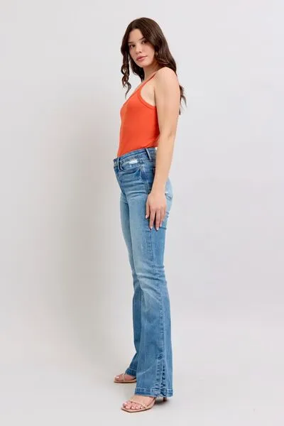 Judy Blue HW Tummy Control Vintage Wash Side Slit Slim Boot Jeans 0-24