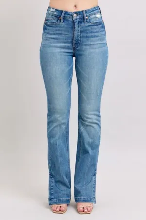 Judy Blue HW Tummy Control Vintage Wash Side Slit Slim Boot Jeans 0-24