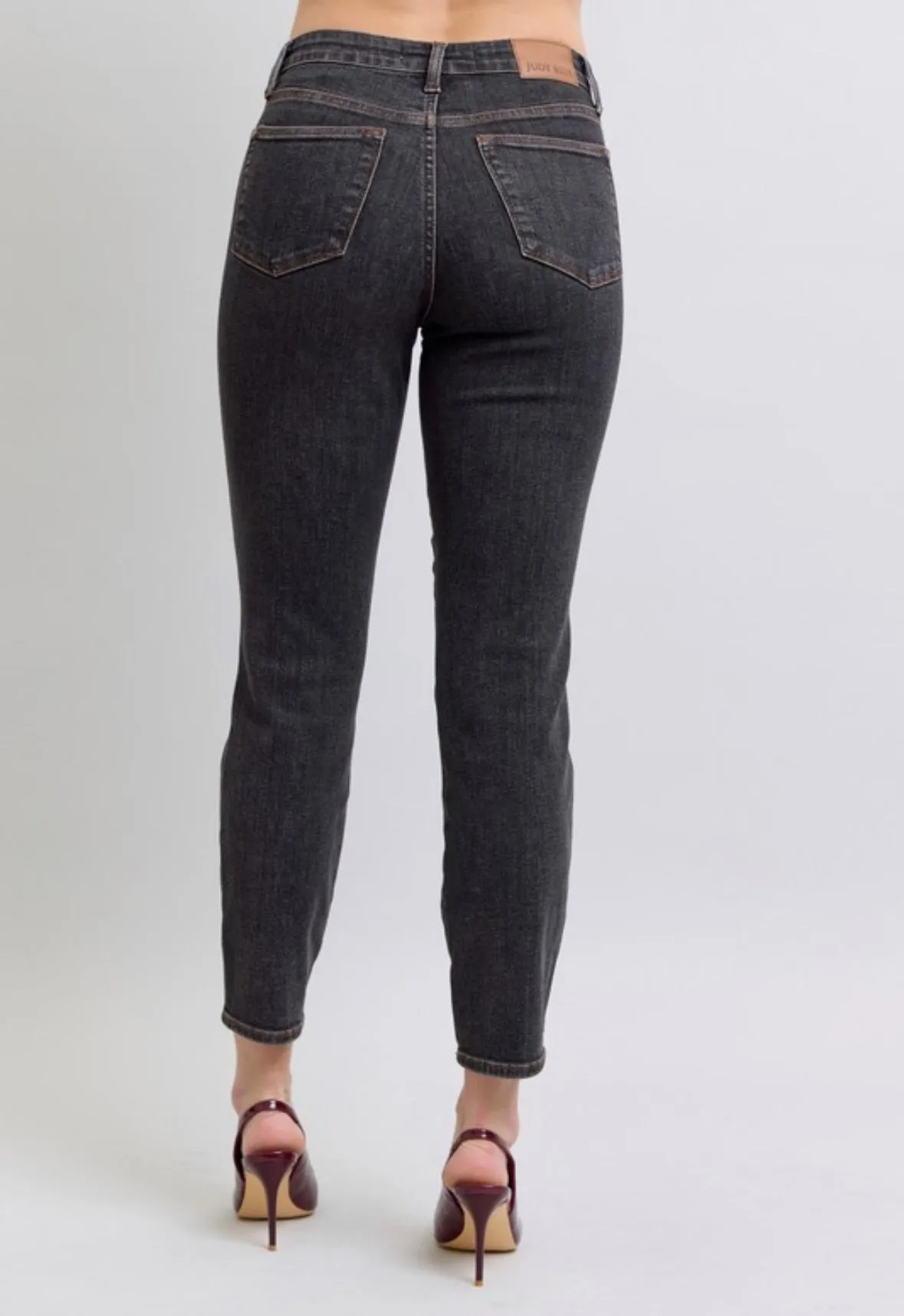 Judy Blue Mid Rise Tummy Control Black Denim