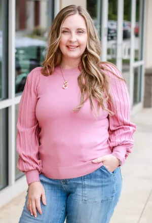 Just a Little Texture Sweater in Rose