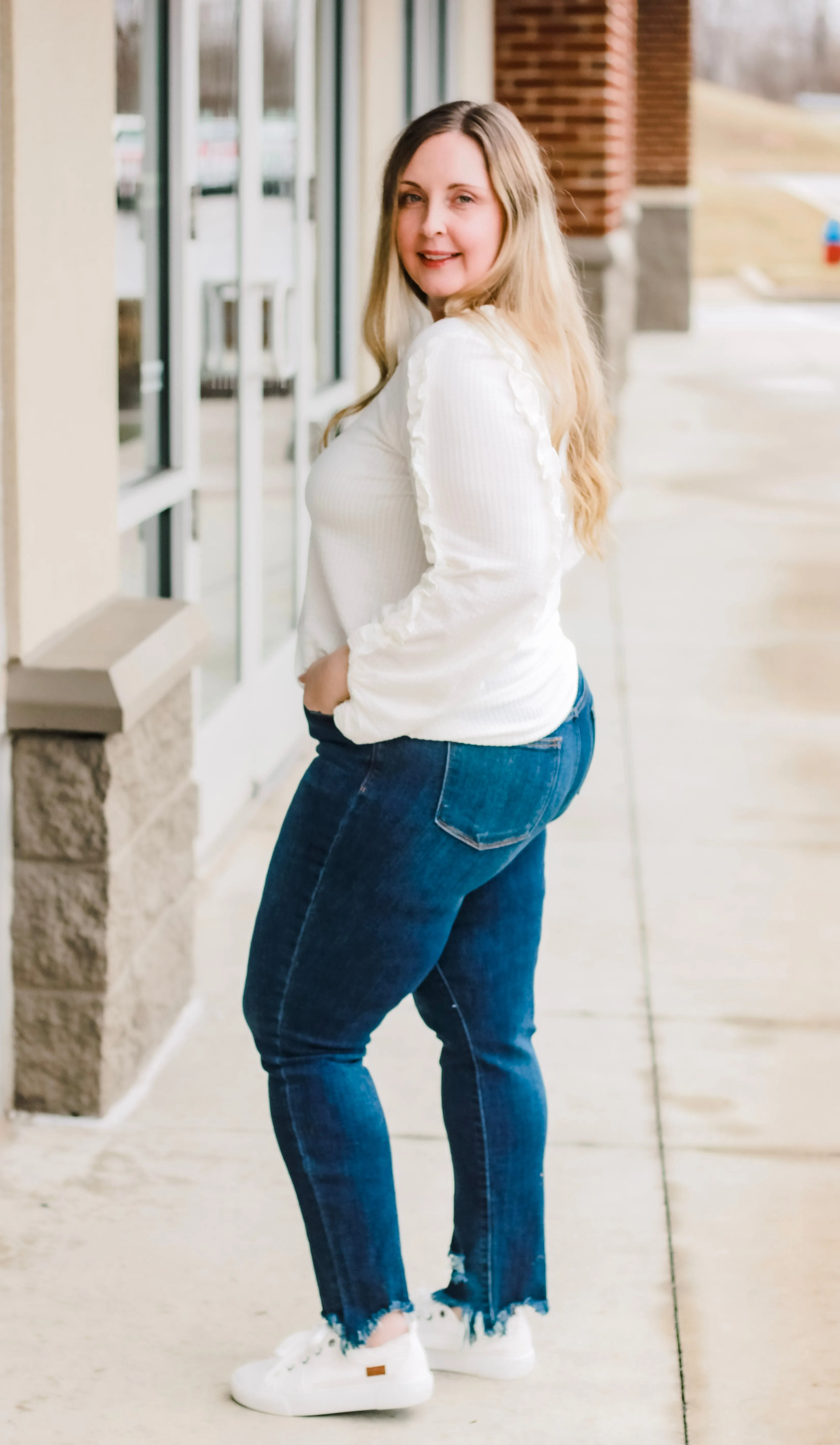 Just Frilled Ruffle Sleeve Top