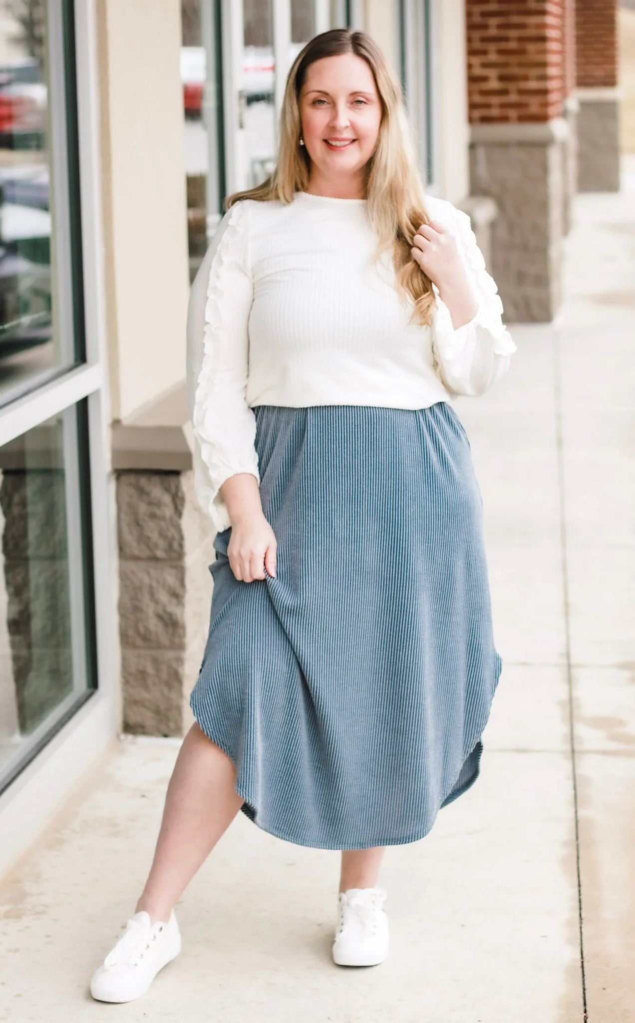 Just Frilled Ruffle Sleeve Top