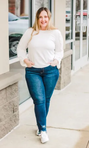 Just Frilled Ruffle Sleeve Top