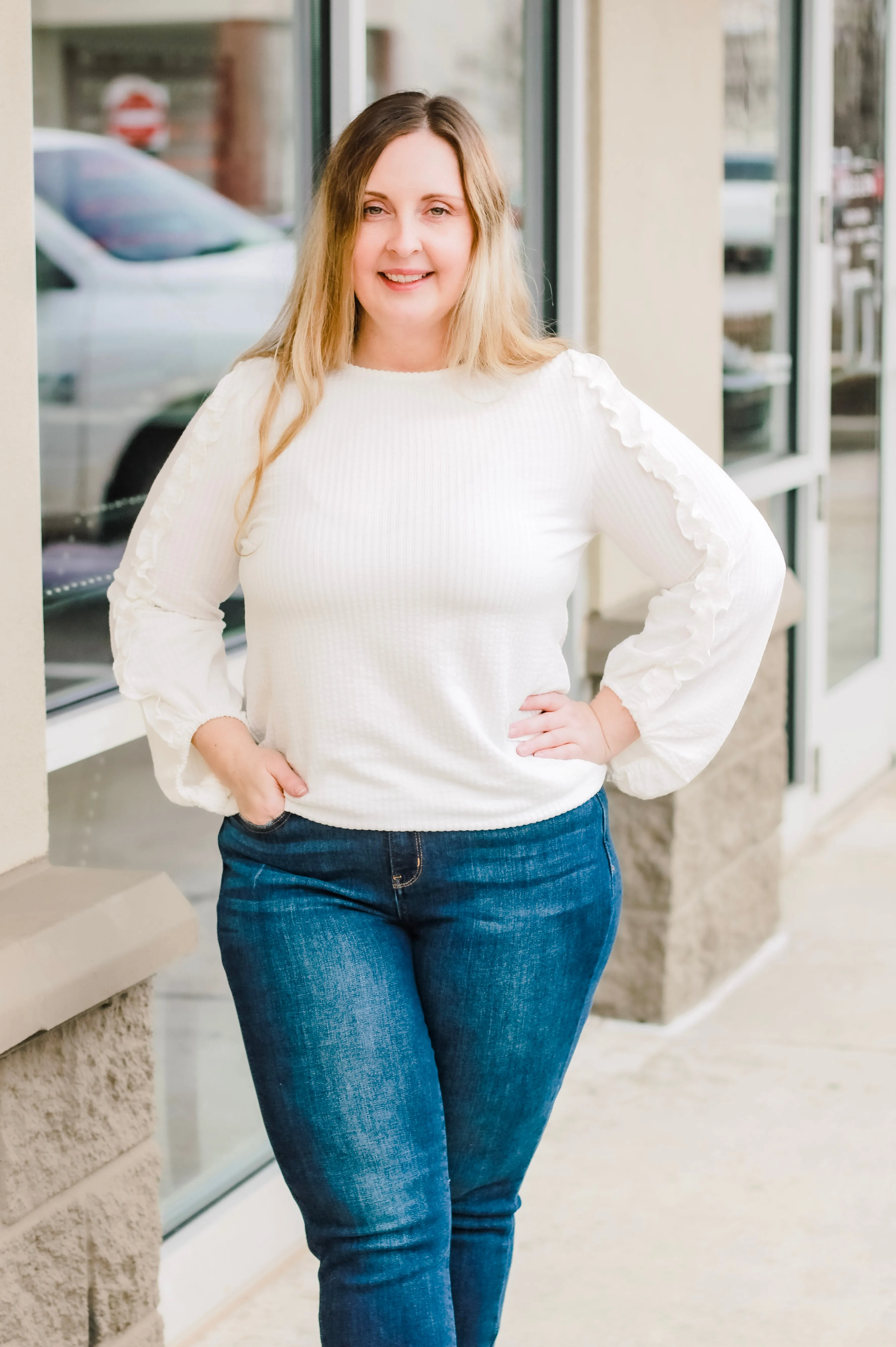 Just Frilled Ruffle Sleeve Top