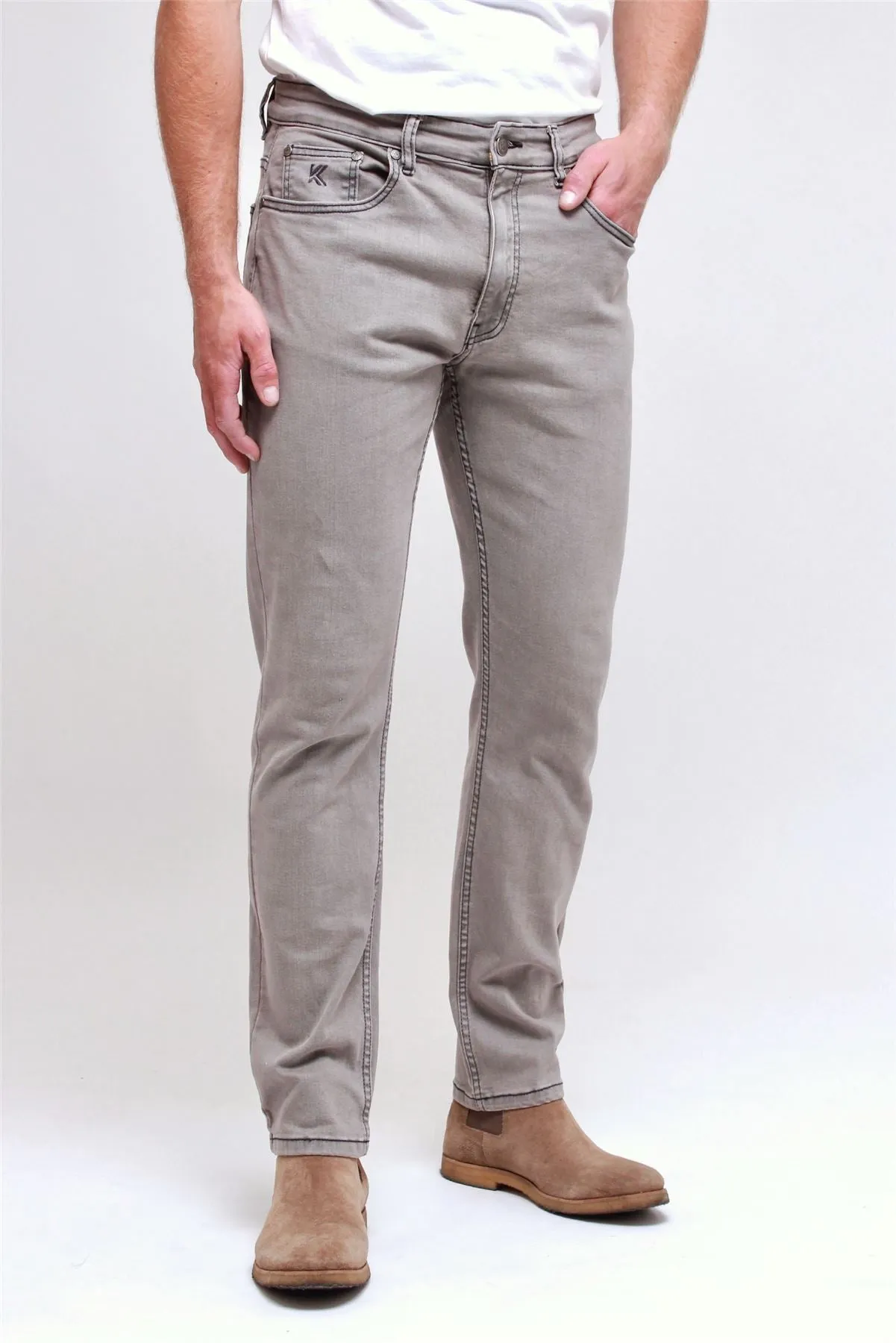 KAM Embossed Regular Fit Jeans For Men in Silver, 40W to 60W