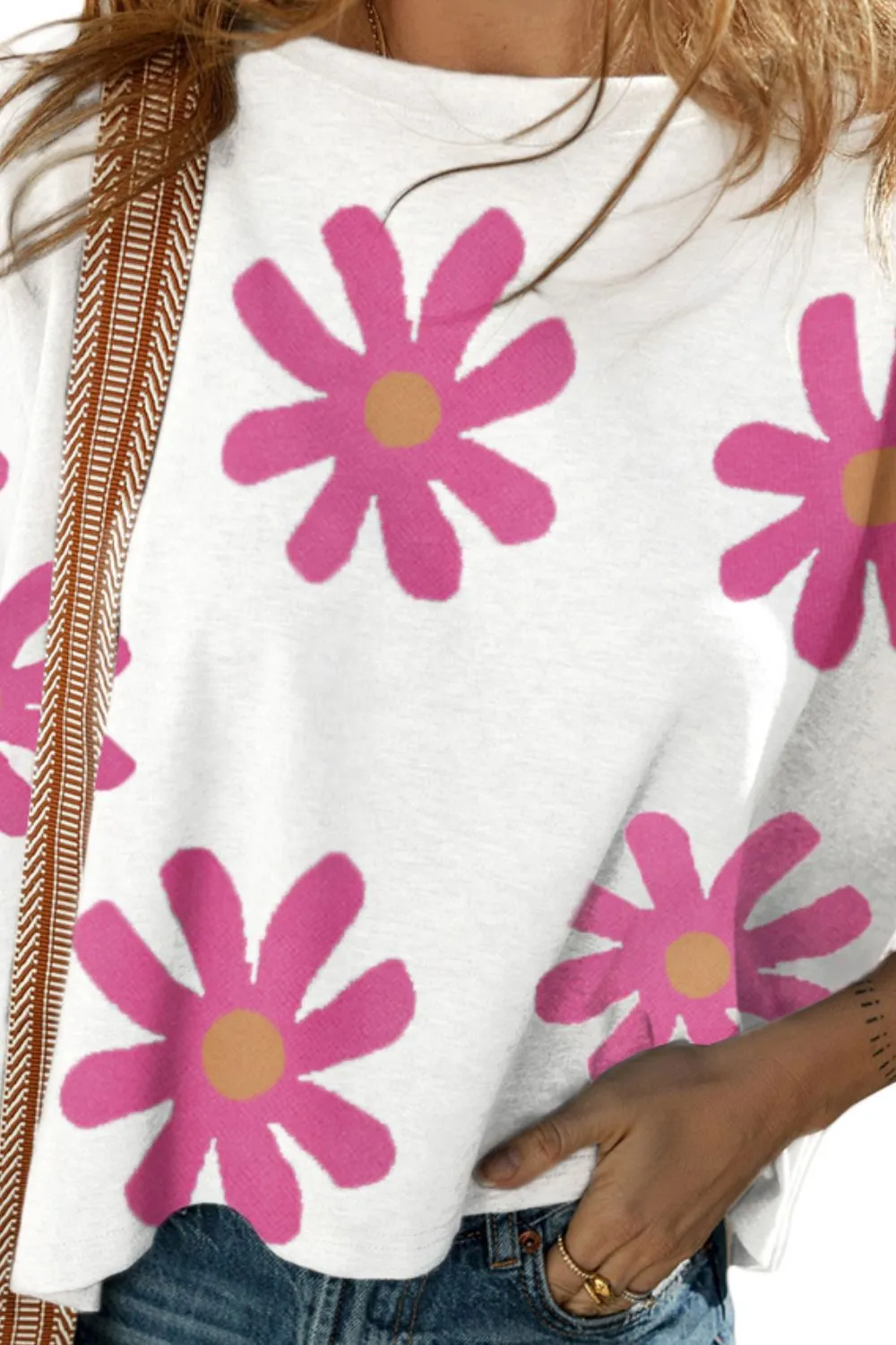 Kami Flower Round Neck Half Sleeve T-Shirt